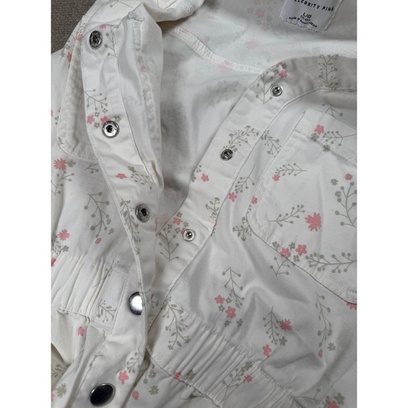 Celebrity Pink Soft Denim Romper. Size L, 11-1 3 Whit Pink Floral Shorts Snaps - Picture 7 of 9